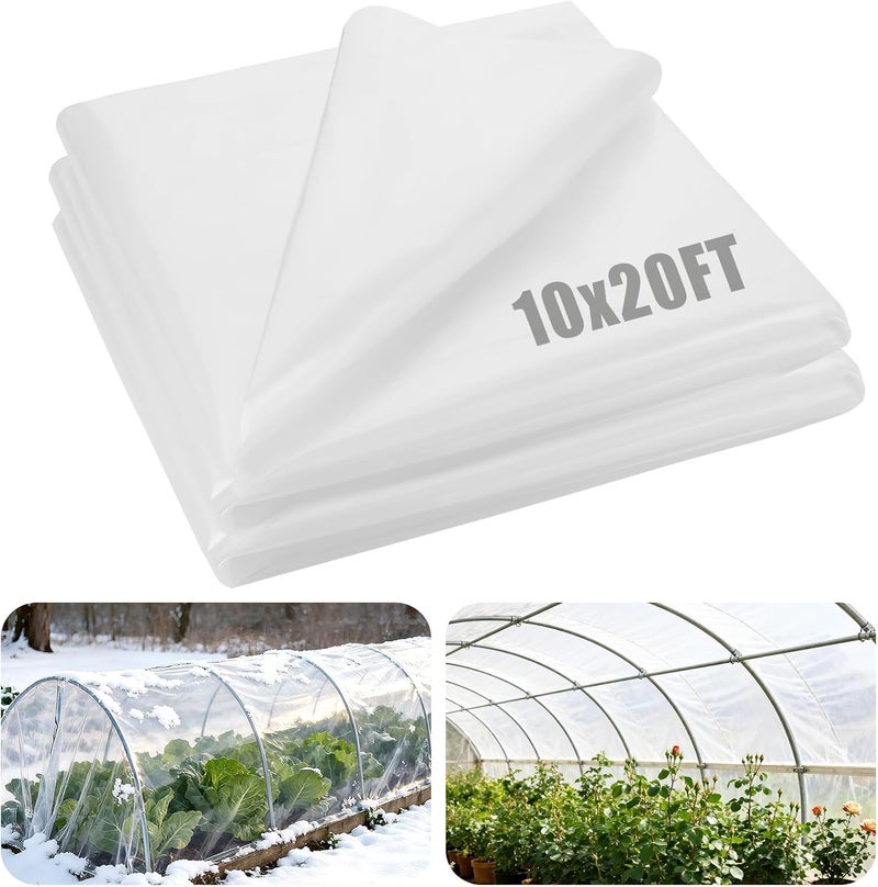Alphatool Greenhouse Cover Plastic Sheeting - 10 x 20 ft Plant Covers Freeze Protection, Frost Cloths for Outdoor Plants, Clear Floating Row Cover for Outdoors Garden Plants Vegetables Crops - Image 1